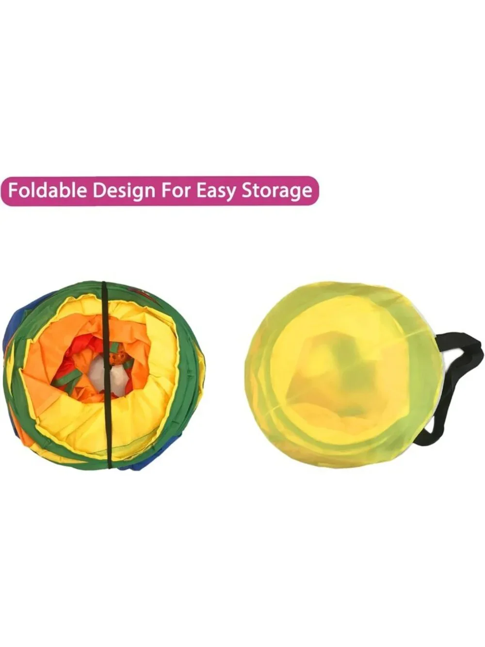 Colorful Cat Tunnel Tube with 6 Peek Holes - Collapsible 5-Way Play Maze for